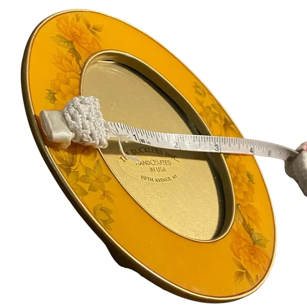Vintage The Bucklers Inc 1980 Oval Yellow Floral Enamel Picture Frame
